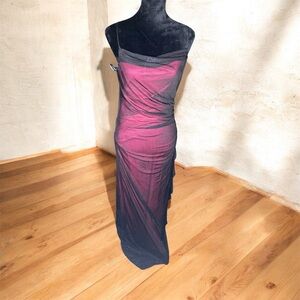 City Triangles One Shoulder Black and Magenta Y2K Maxi Dress faircore
